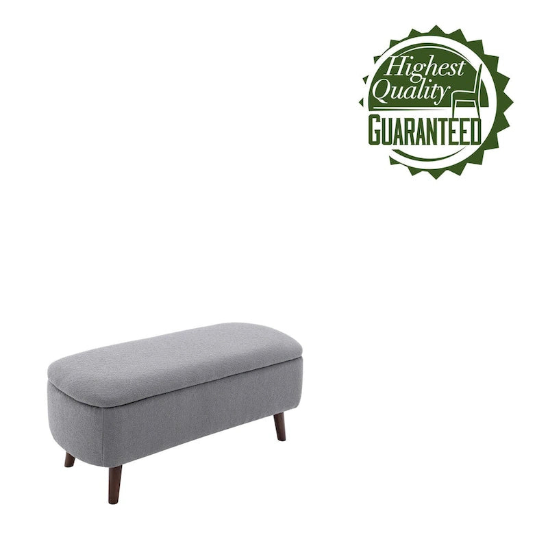 Banc de rangement en tissu de velours avec pieds en hévéa