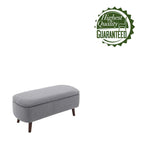 Banc de rangement en tissu de velours avec pieds en hévéa