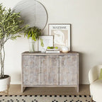Farmhouse Style 3 Door Wooden Buffet Server Storage Cabinet