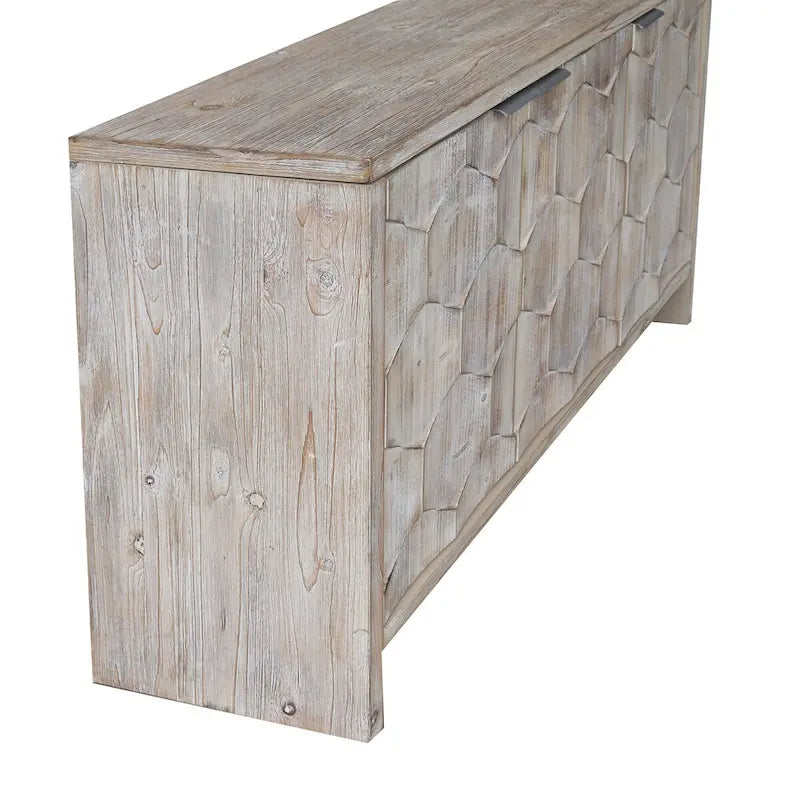 Bahut rustique en bois à 3 portes avec rangement en bois naturel