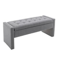 Banc de rangement rectangulaire rembourré en tissu bouclette avec couvercle à charnière