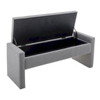 Banc de rangement rectangulaire rembourré en tissu bouclette avec couvercle à charnière