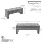 Banc de rangement rectangulaire rembourré en tissu bouclette avec couvercle à charnière