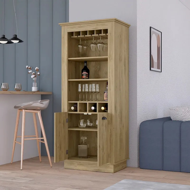 Meuble bar, quatre porte-bouteilles intégrés pour le salon