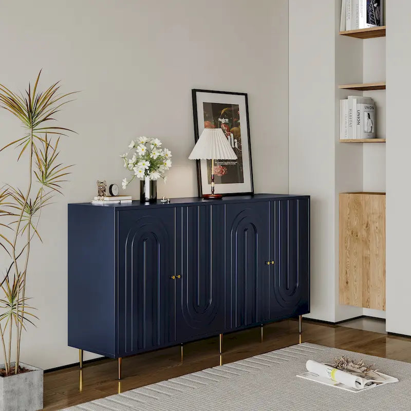 Buffet laqué en bois à 4 portes
