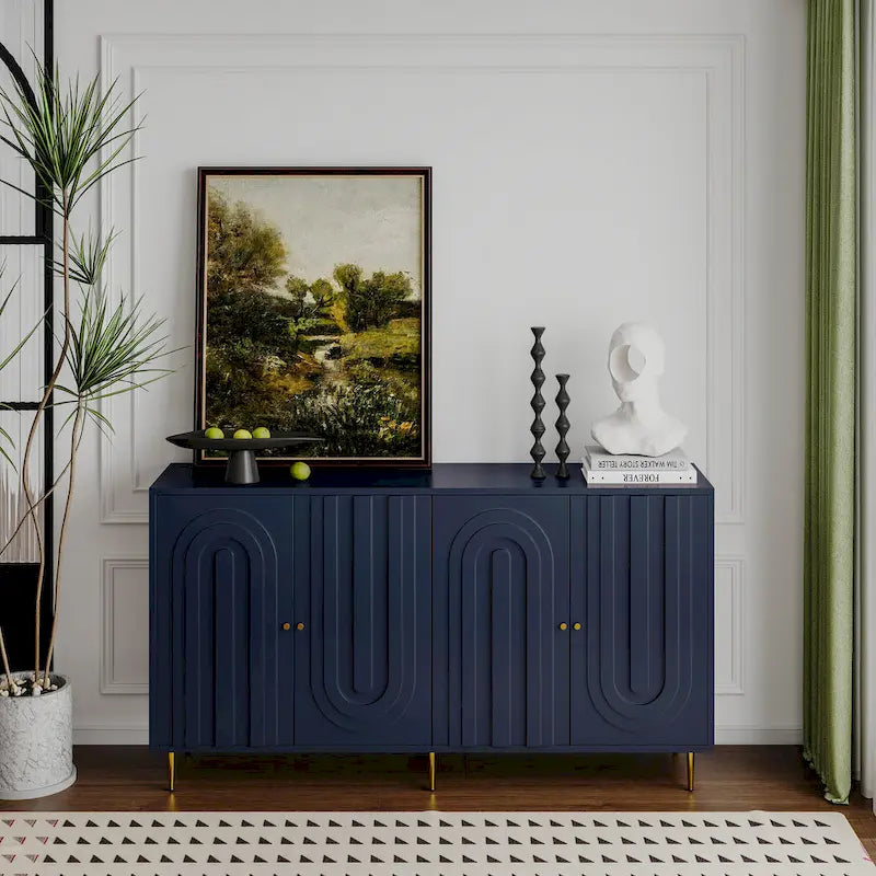 Buffet laqué en bois à 4 portes