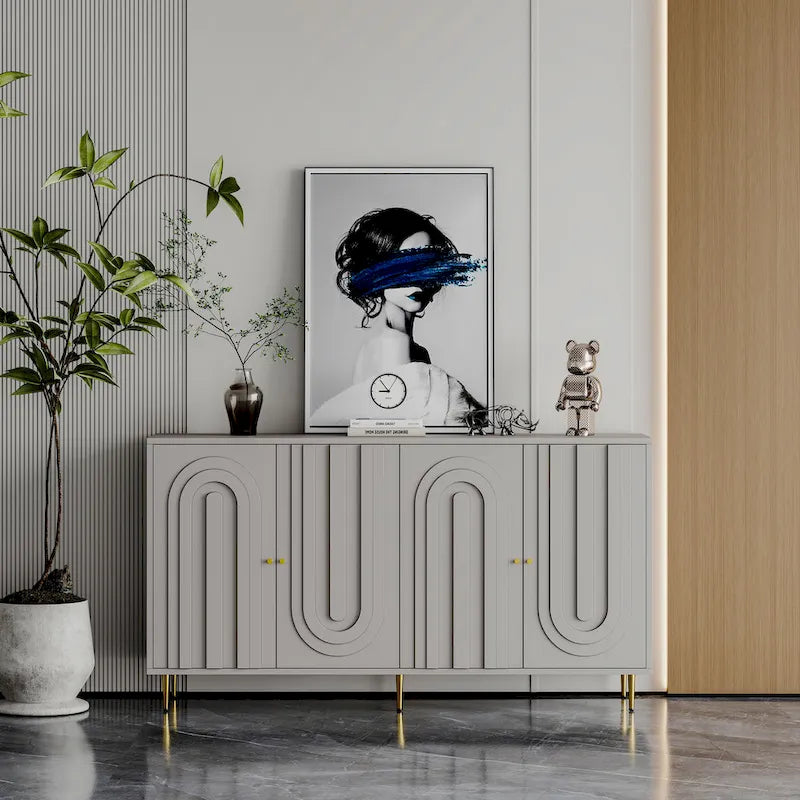 Buffet laqué en bois à 4 portes
