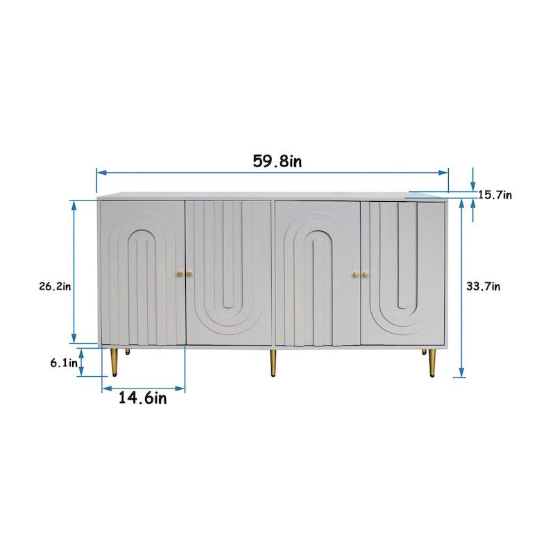 Buffet laqué en bois à 4 portes