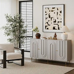 Bahut Commode Buffet Armoire en Bois Laqué Moderne à 4 Portes