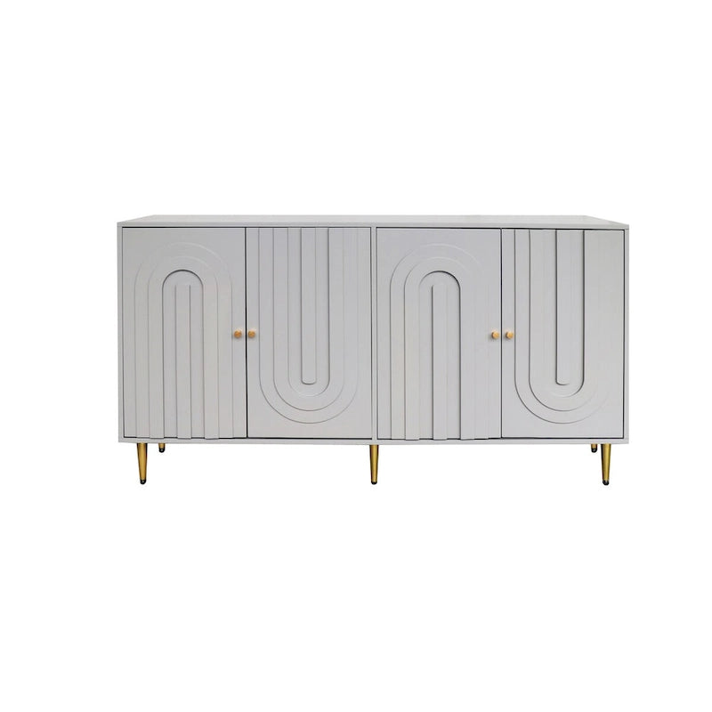 Bahut Commode Buffet Armoire en Bois Laqué Moderne à 4 Portes