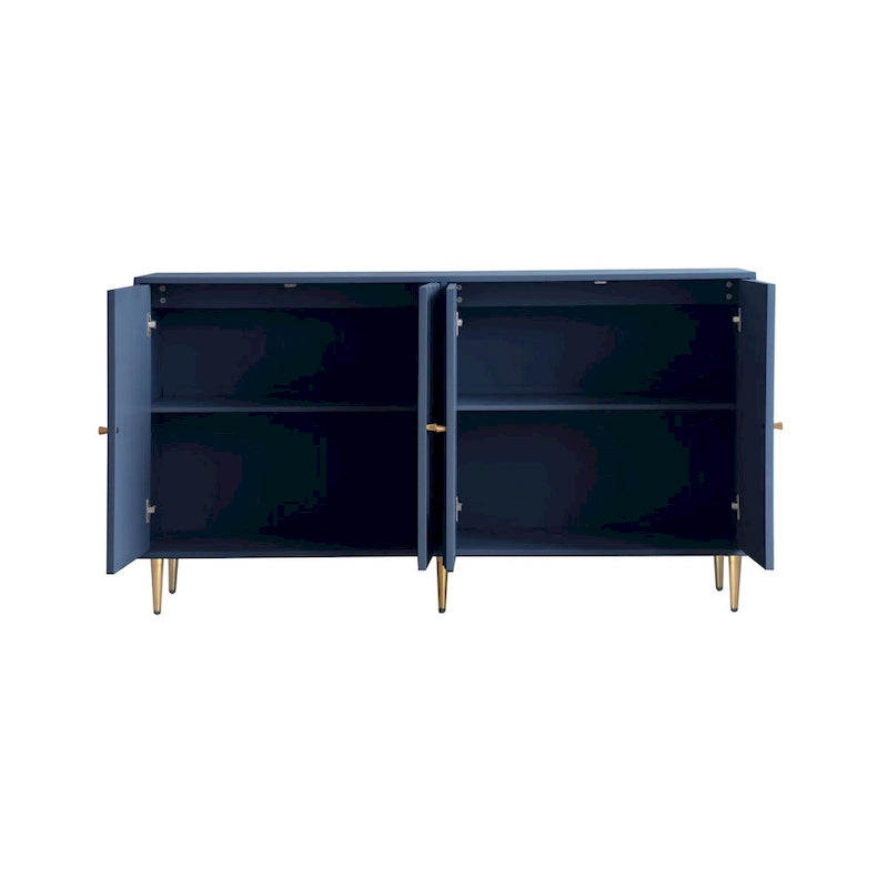 Bahut Commode Buffet Armoire en Bois Laqué Moderne à 4 Portes
