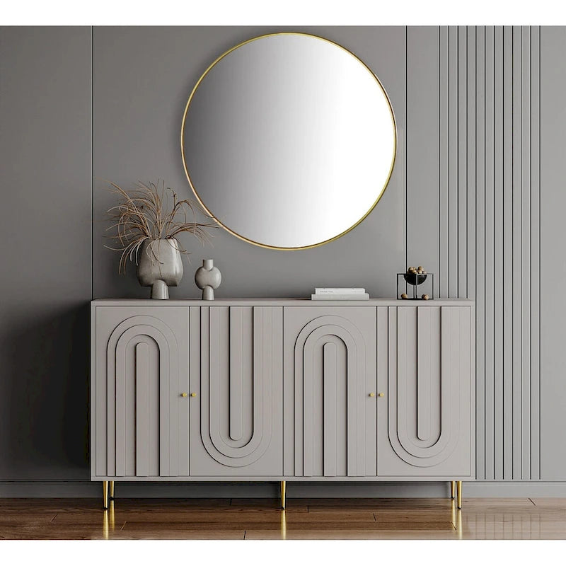 Bahut Commode Buffet Armoire en Bois Laqué Moderne à 4 Portes