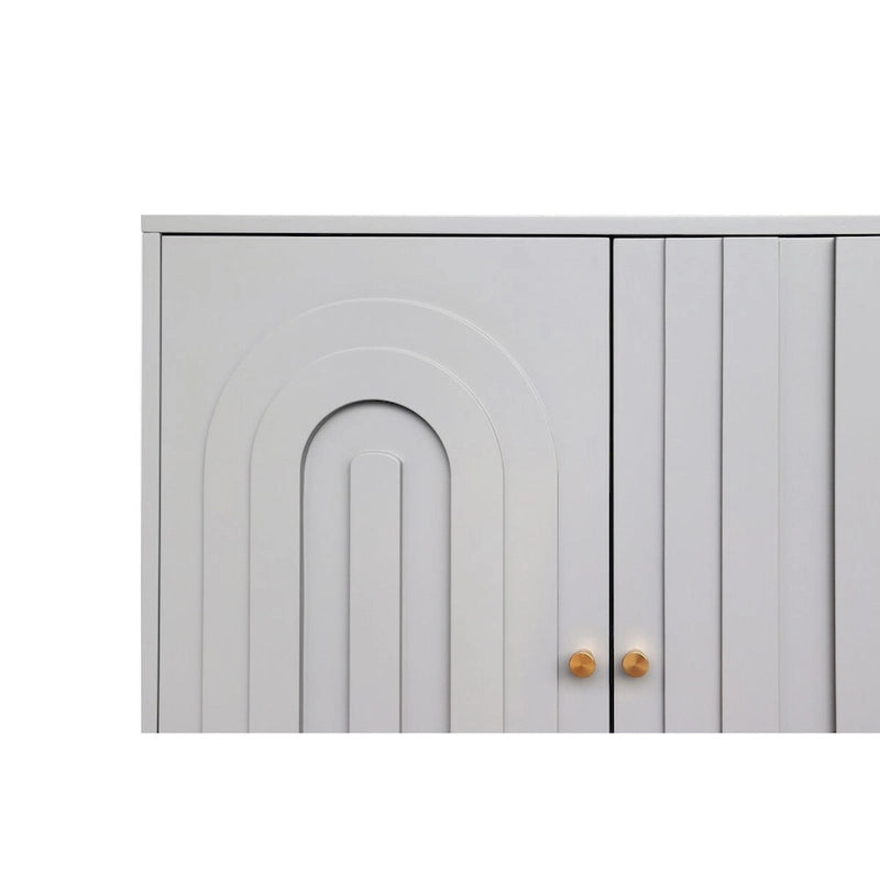 Bahut Commode Buffet Armoire en Bois Laqué Moderne à 4 Portes