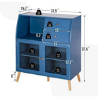 Buffet de salle à manger bleu avec portes vitrées