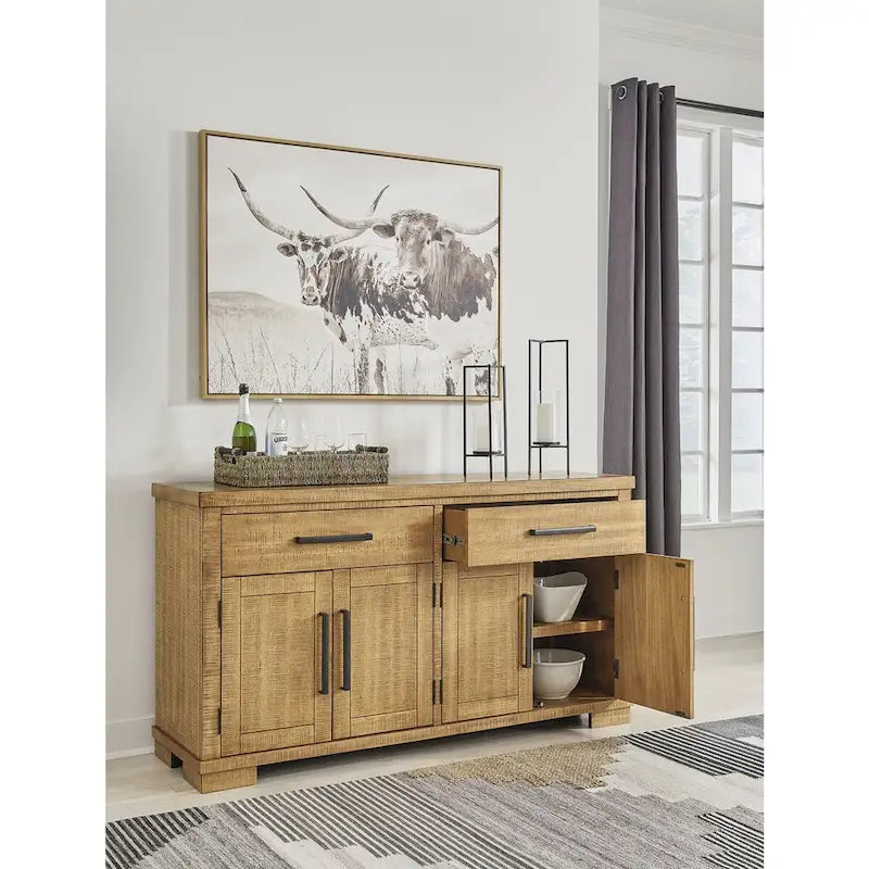 Buffet marron - 65,88cm de large x 19cm de profondeur x 36,13cm de haut