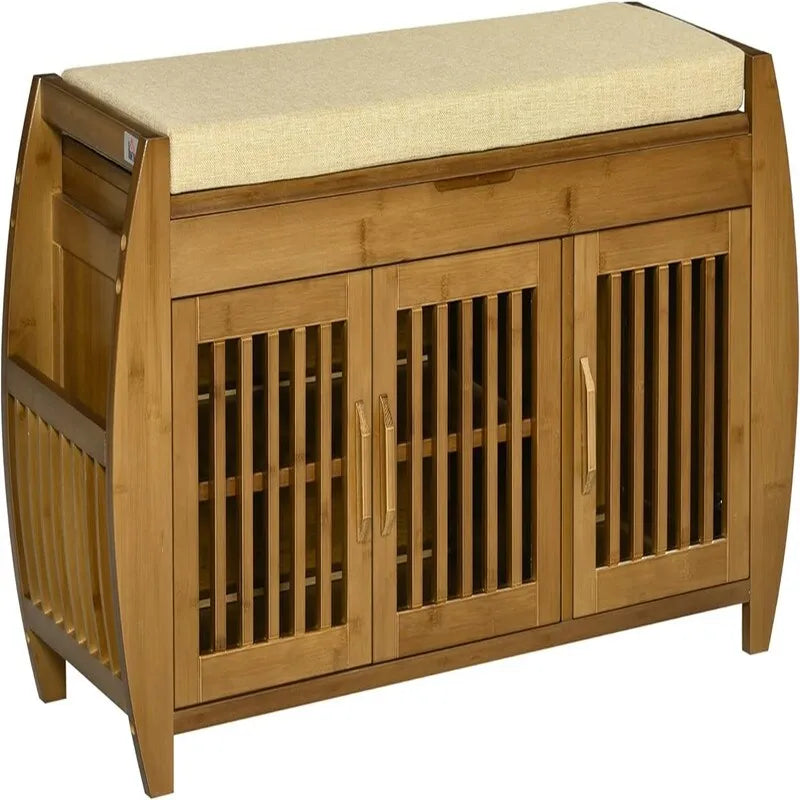 Banc à chaussures avec armoires de rangement – 12,5P x 40,25L x 18,25H