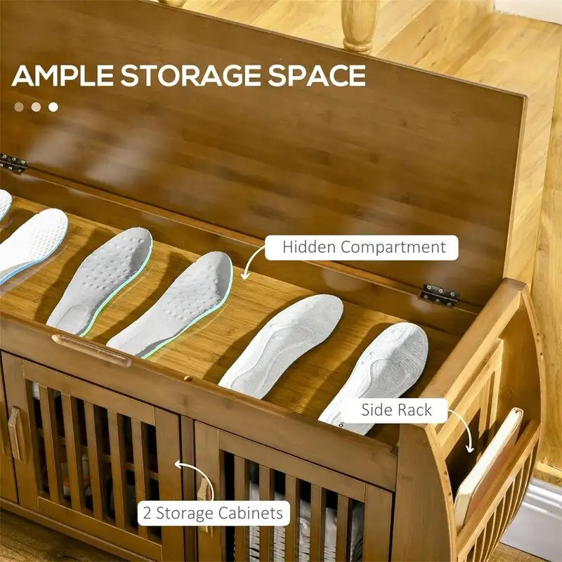 Banc à chaussures avec armoires de rangement – 12,5P x 40,25L x 18,25H