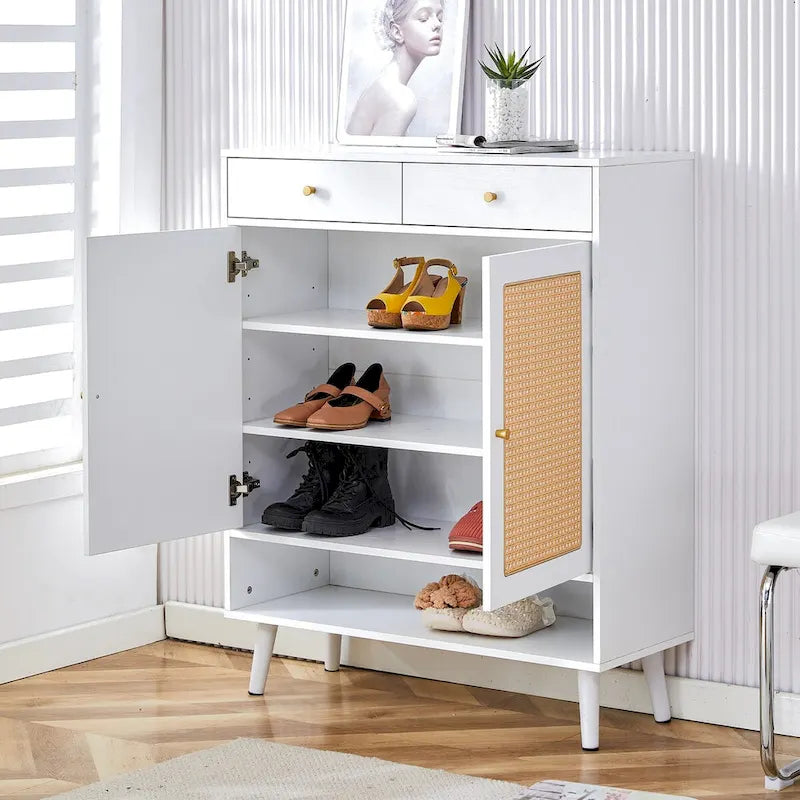 Meuble de rangement moderne minimaliste, meuble à chaussures en rotin, meuble haut de lit. Belle forme pour les couloirs et les salons