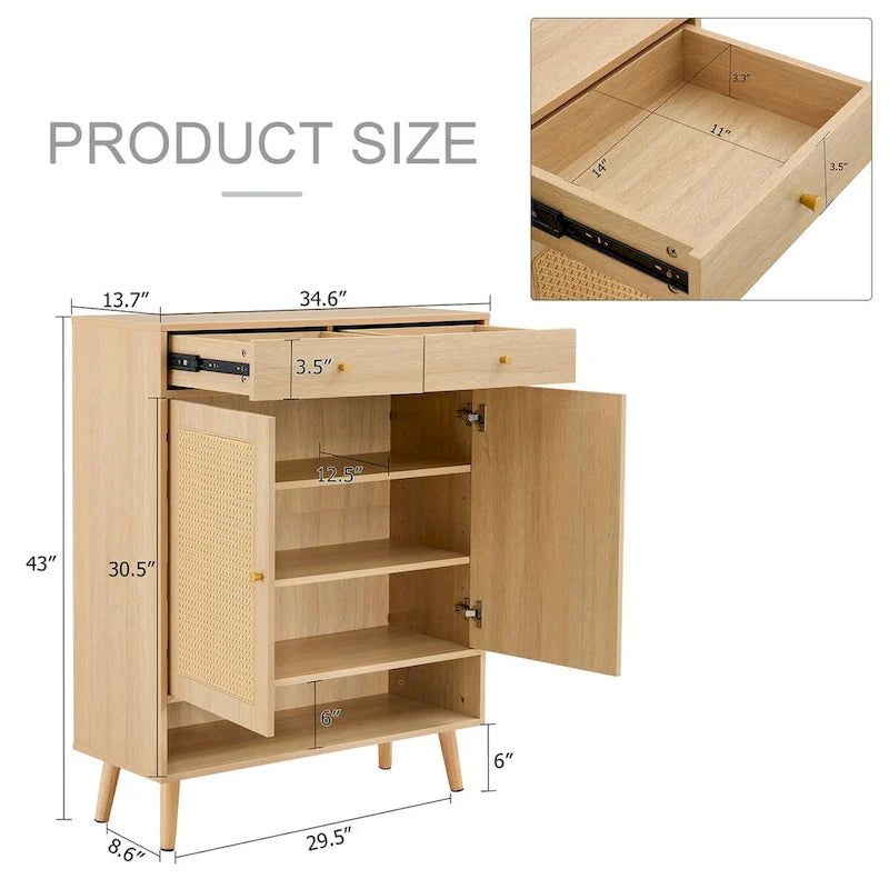 Meuble de rangement moderne minimaliste, meuble à chaussures en rotin, meuble haut de lit. Belle forme pour les couloirs et les salons