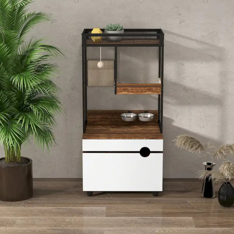 Meubles cache-litière avec arbre à chat, meuble pour chat, meuble-litière