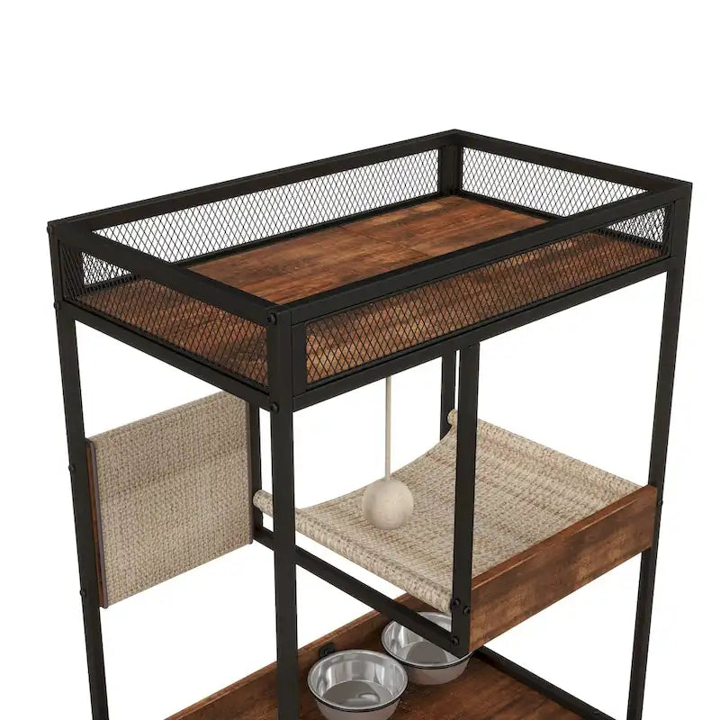 Meubles cache-litière avec arbre à chat, meuble pour chat, meuble-litière