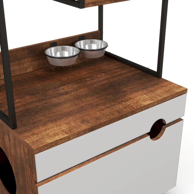 Meubles cache-litière avec arbre à chat, meuble pour chat, meuble-litière