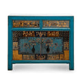 Artissance Floral Cabinet Antique Indigo With two Drawers 38X16X33H - 16 L x 38.5 W x 33 H