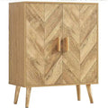 Meuble Buffet avec Étagère Réglable et Portes en Bois Motif Chevrons, Naturel