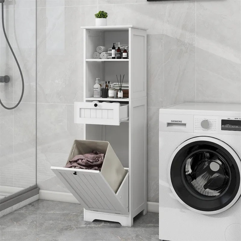 Meuble de tri de linge inclinable à un compartiment et un tiroir