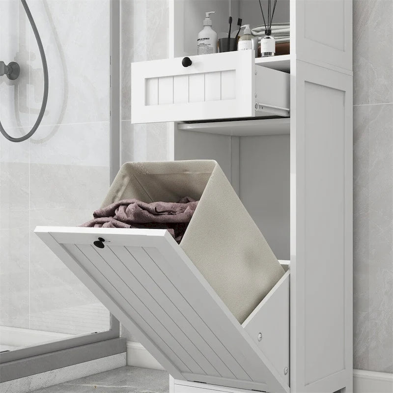 Meuble de tri de linge inclinable à un compartiment et un tiroir