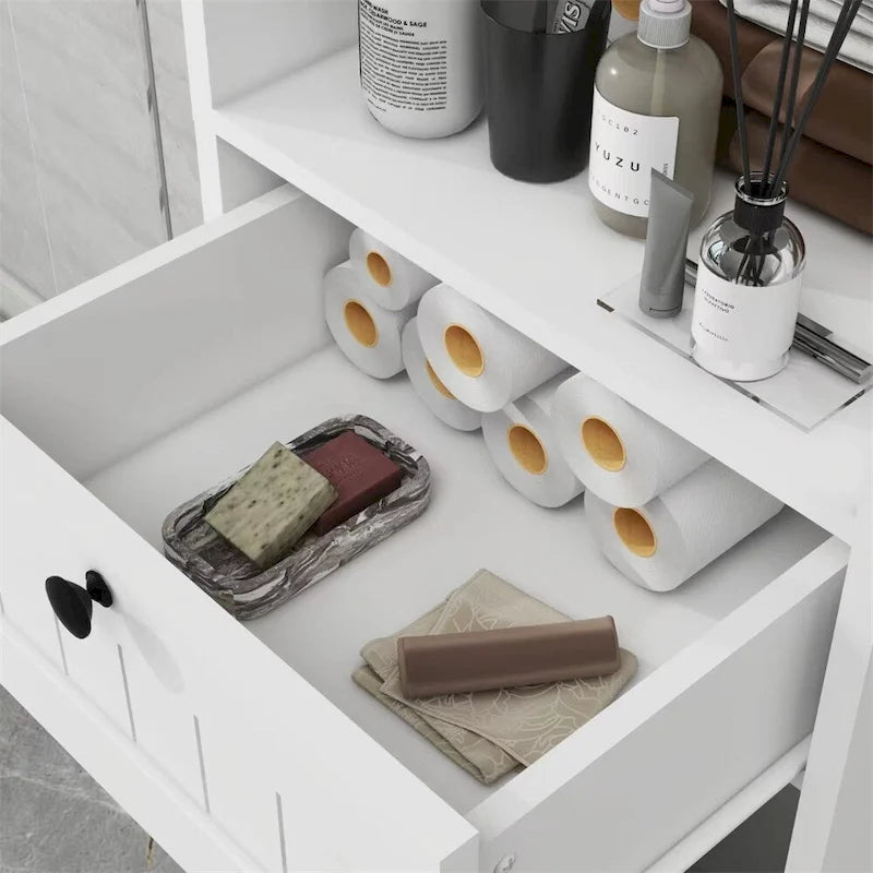 Meuble de tri de linge inclinable à un compartiment et un tiroir
