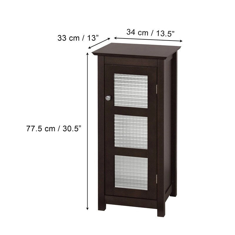 Meuble bas de salle de bain en bois avec porte vitrée marron - 13P x 13,5L x 30,5H