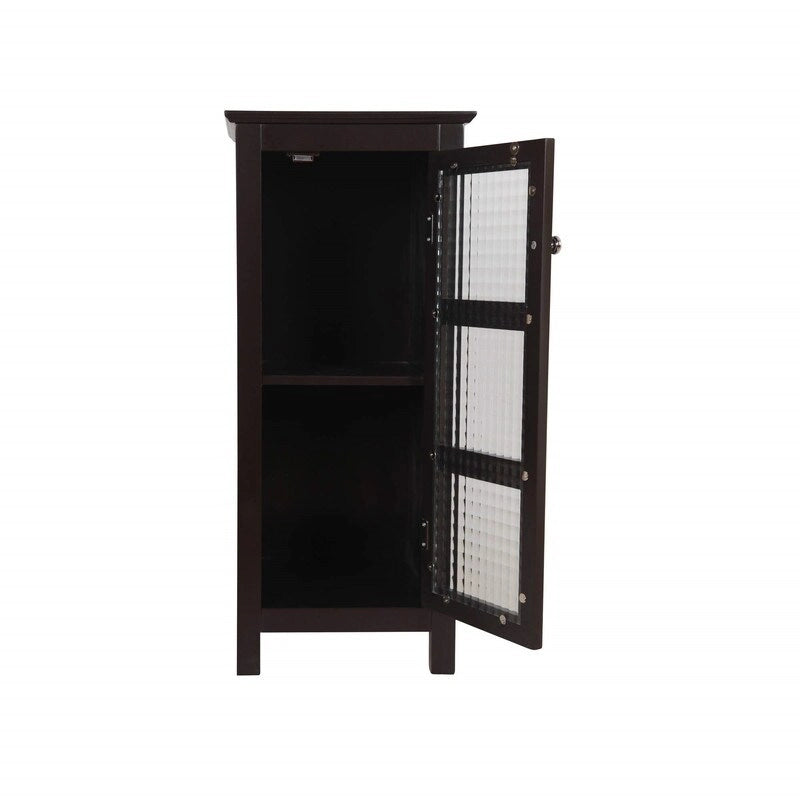 Meuble bas de salle de bain en bois avec porte vitrée marron - 13P x 13,5L x 30,5H