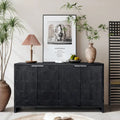 Farmhouse Style 4 Door Wooden Cabinet Sideboard for Living Room