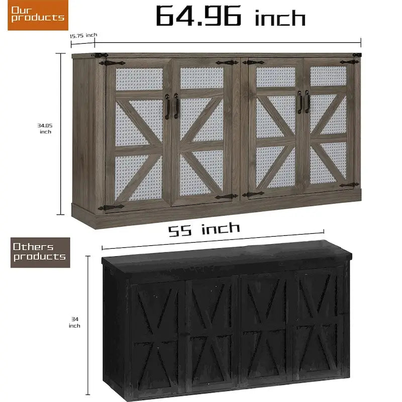 Bahut rotin-style campagnard porte de grange